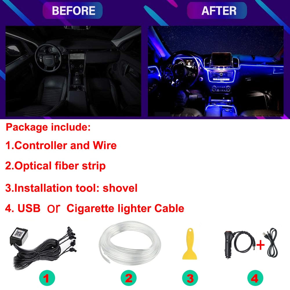 6IN1 Neon LED Car Interior Ambient Light