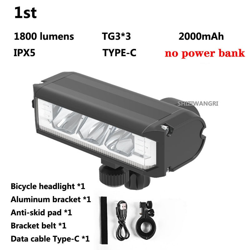 Waterproof  8000mAh 5 Led Bike Light