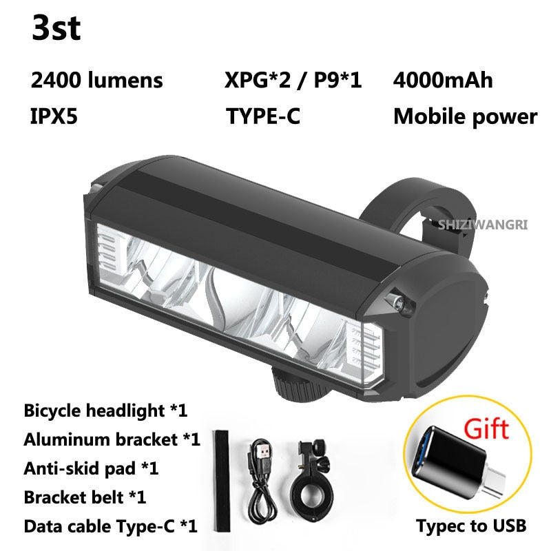 Waterproof  8000mAh 5 Led Bike Light