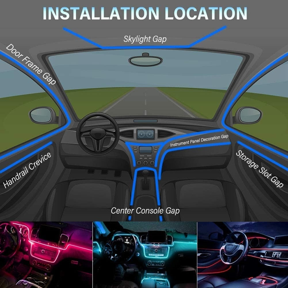 6IN1 Neon LED Car Interior Ambient Light