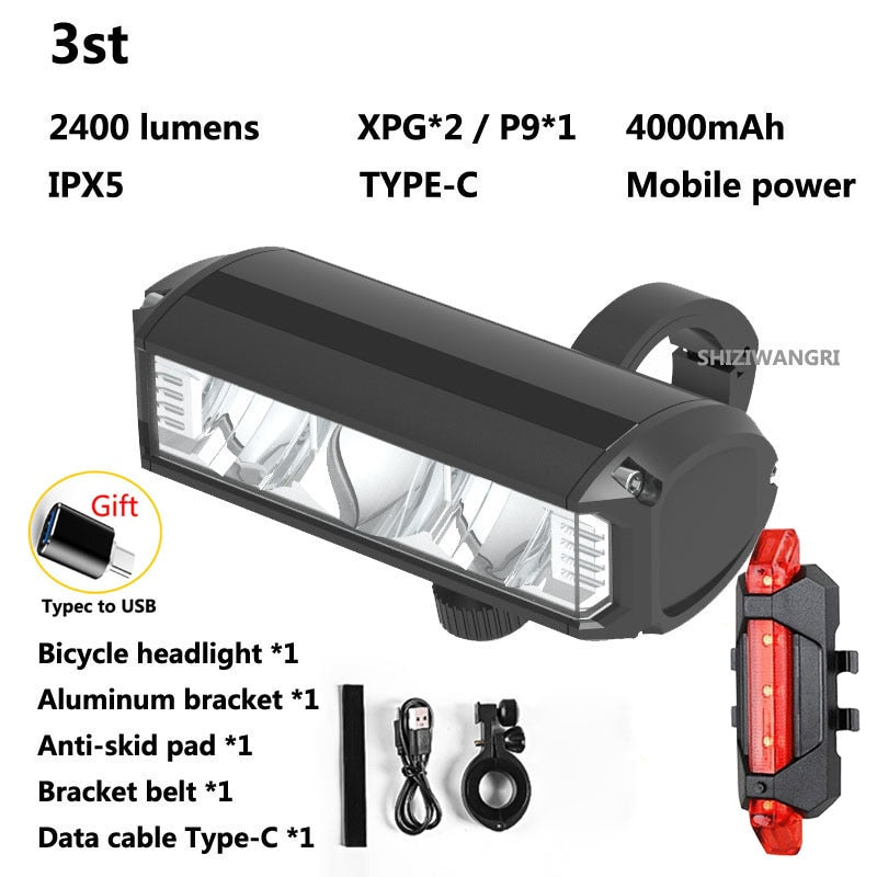 Waterproof  8000mAh 5 Led Bike Light