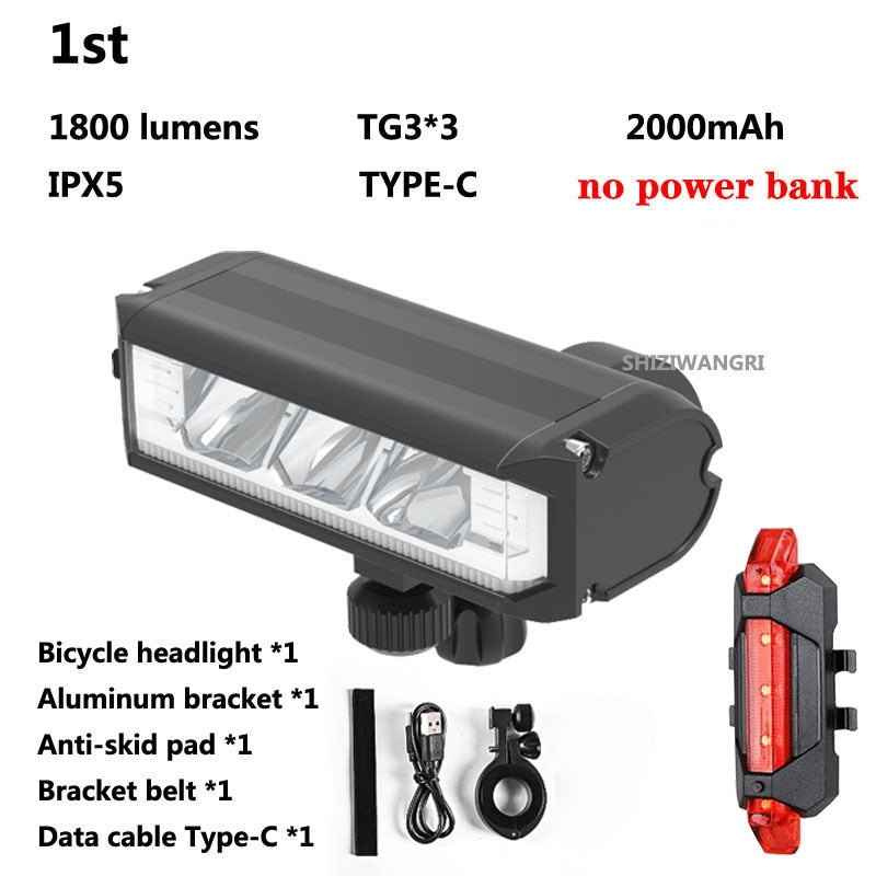 Waterproof  8000mAh 5 Led Bike Light